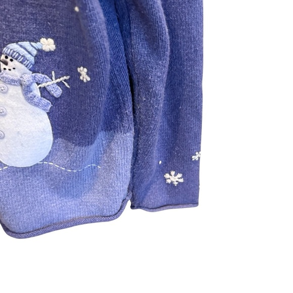 Croft & Barrow Women’s blue Snowman Winter Zip Cardigan Sweater XL Embroidered - Picture 11 of 14